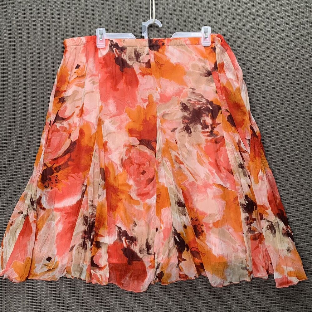 Cj Banks Size 2X Womens Skirt A Line Multicolor Tropical Floral Below Knee Lined